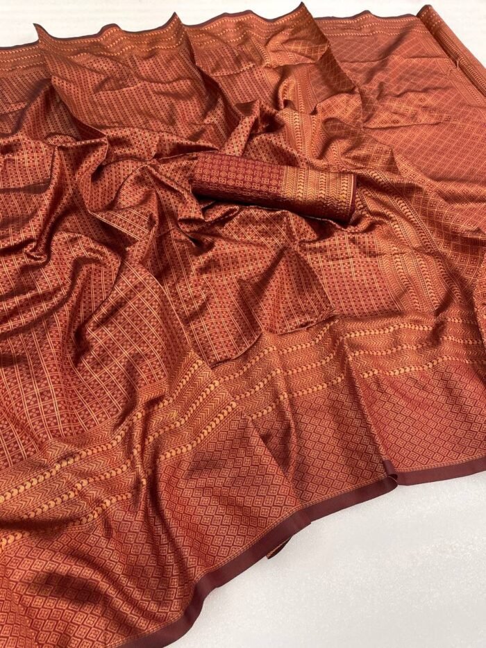 maroon banarasi silk saree 3