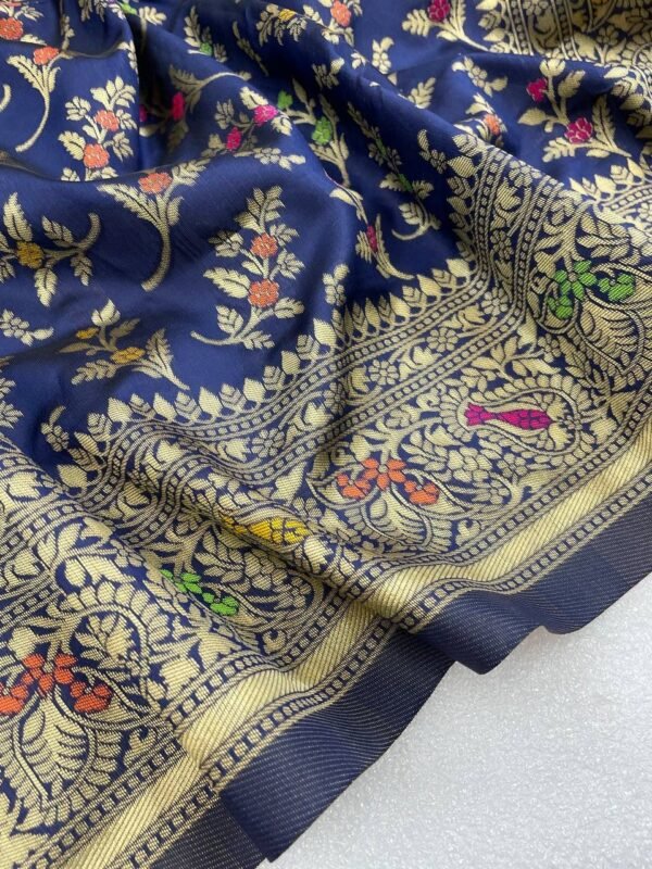 navy blue colour banarasi silk saree 3