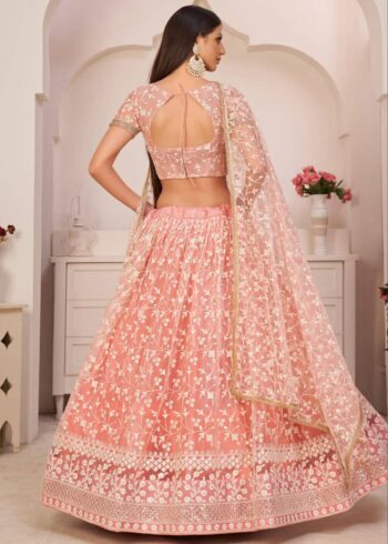 Orange color Embroidered Lehenga Choli for part
