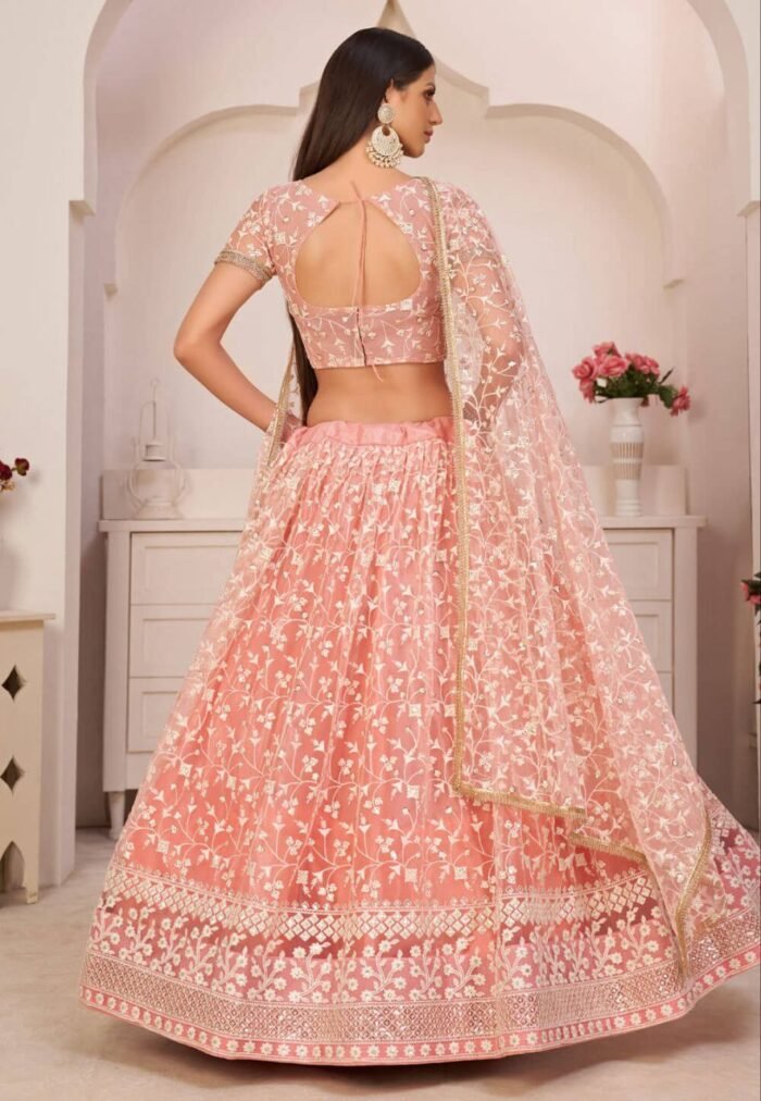 Orange color Embroidered Lehenga Choli for part