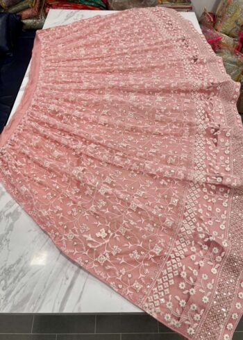 Orange color Embroidered Lehenga Choli for part