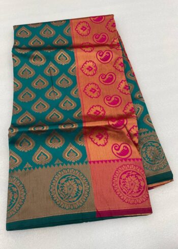 Rama Colour Banarasi Silk Saree - Image 3
