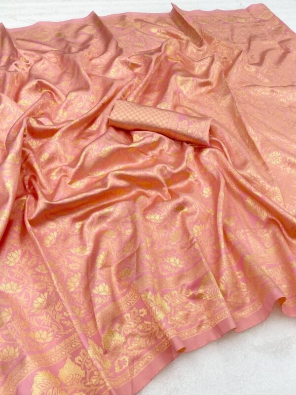 stunning peach banarasi silk sarees 3