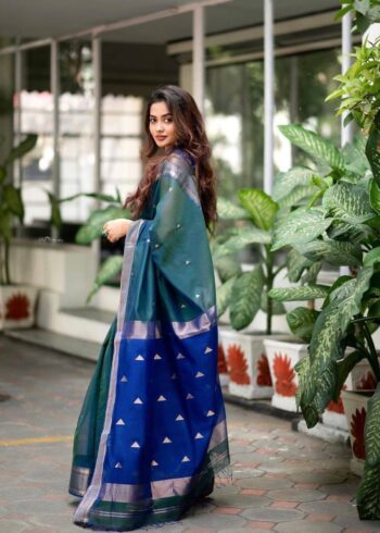 Stunning Rama Banarasi Silk Saree - Image 2