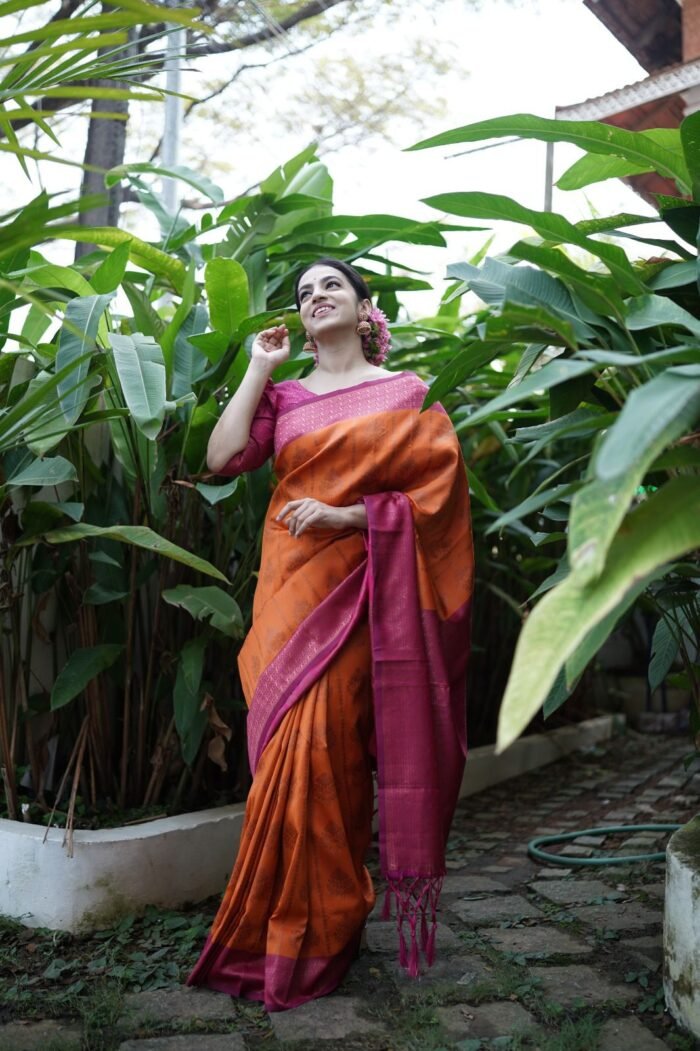 yellow banarasi silk saree 1