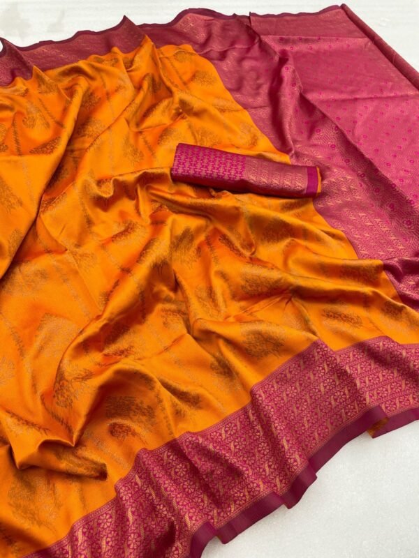 yellow banarasi silk saree 3