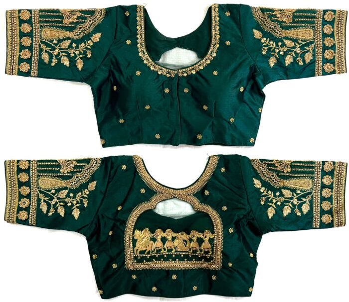 doli-handwork-designer-blouse-dark-green