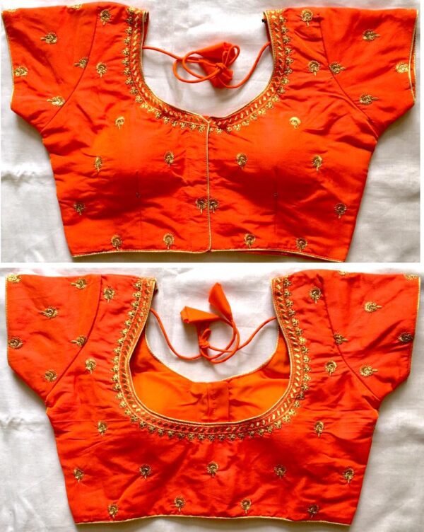 kajal-silk-designer-blouse-orange