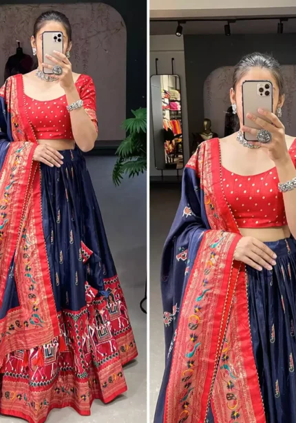 digital-print-silk-lehenga-choli-navy-blue