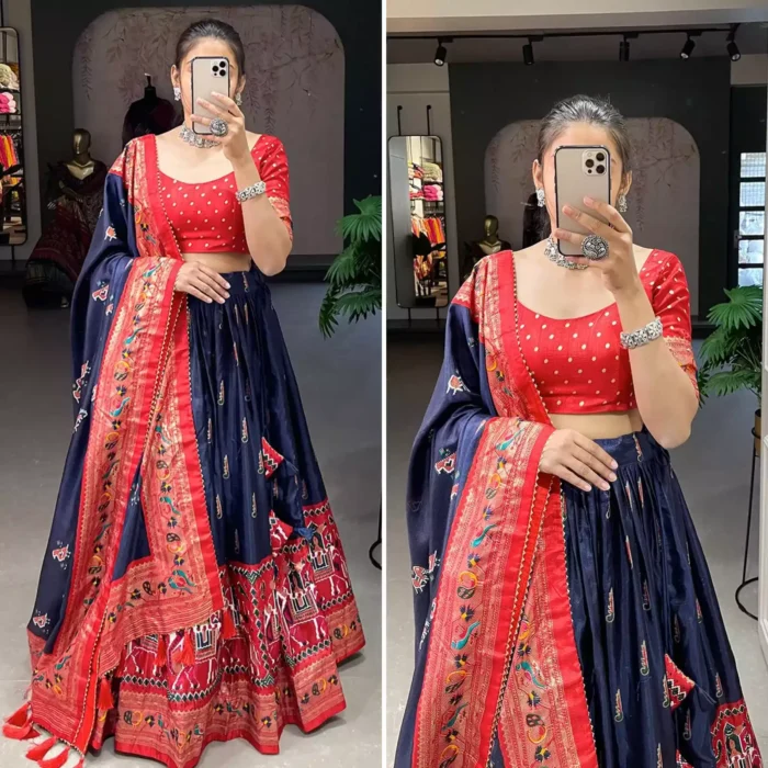 digital-print-silk-lehenga-choli-navy-blue