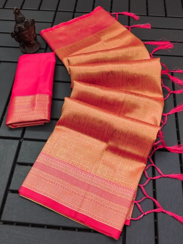 heavy pure soft silk sarees orange