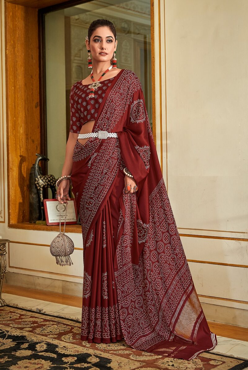 printed-foil-work-saree-maroon