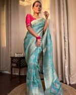 pure-soft-dola-silk-sarees-firozi