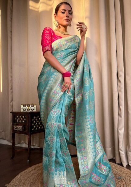 pure-soft-dola-silk-sarees-firozi