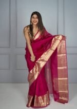 solid-kora-organza-saree-magenta