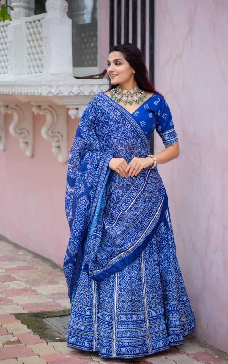 Bandhani Printed Navy Blue Lehenga
