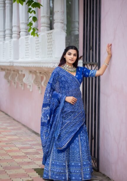 Bandhani Printed Navy Blue Lehenga