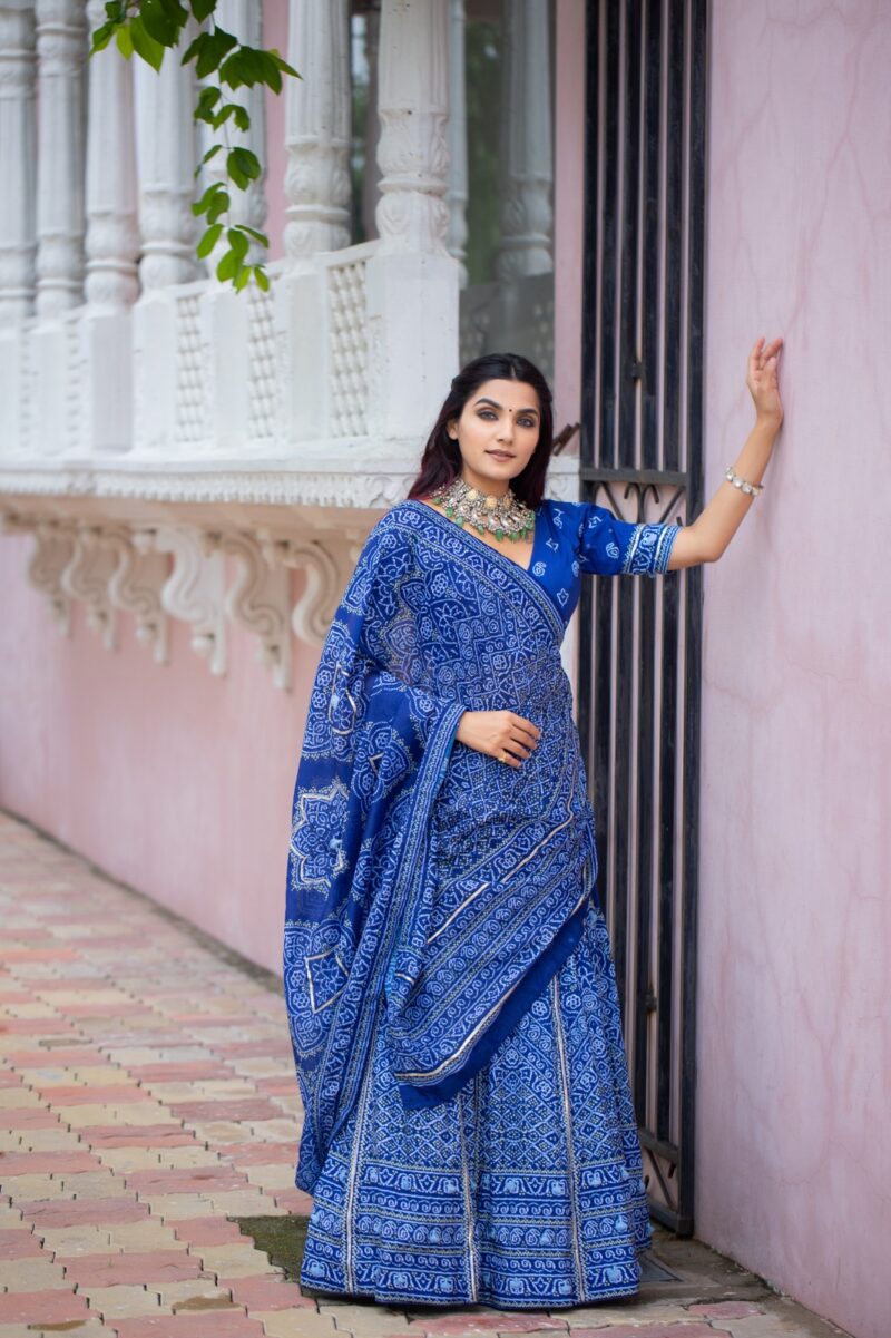Bandhani Printed Navy Blue Lehenga