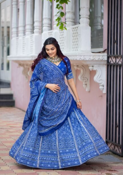 Bandhani Printed Navy Blue Lehenga