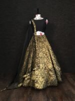 Black Banarasi Lehenga With Mulberry Blouse