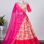 Crochet Work Chinon Lehenga for Haldi