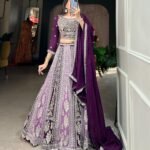 Heavy Quality Georgette Purple Lehenga