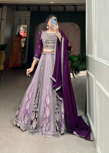 Heavy Quality Georgette Purple Lehenga