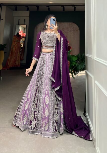 Heavy Quality Georgette Purple Lehenga