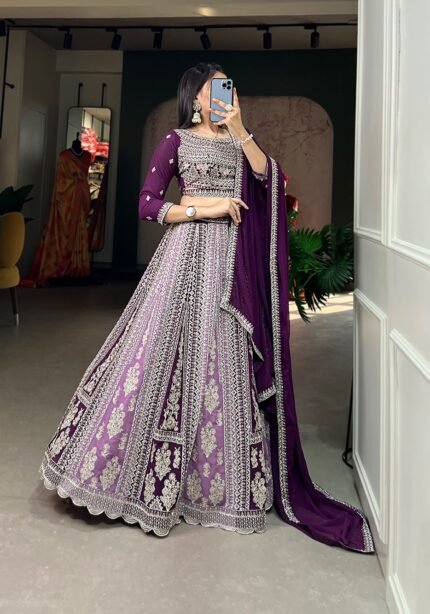 Heavy Quality Georgette Purple Lehenga