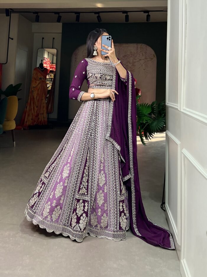 Heavy Quality Georgette Purple Lehenga