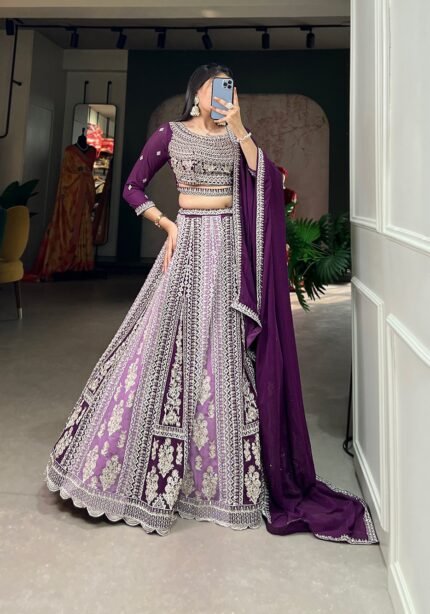 Heavy Quality Georgette Purple Lehenga