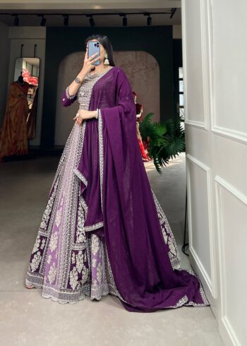 Heavy Quality Georgette Purple Lehenga
