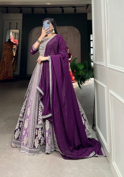 Heavy Quality Georgette Purple Lehenga