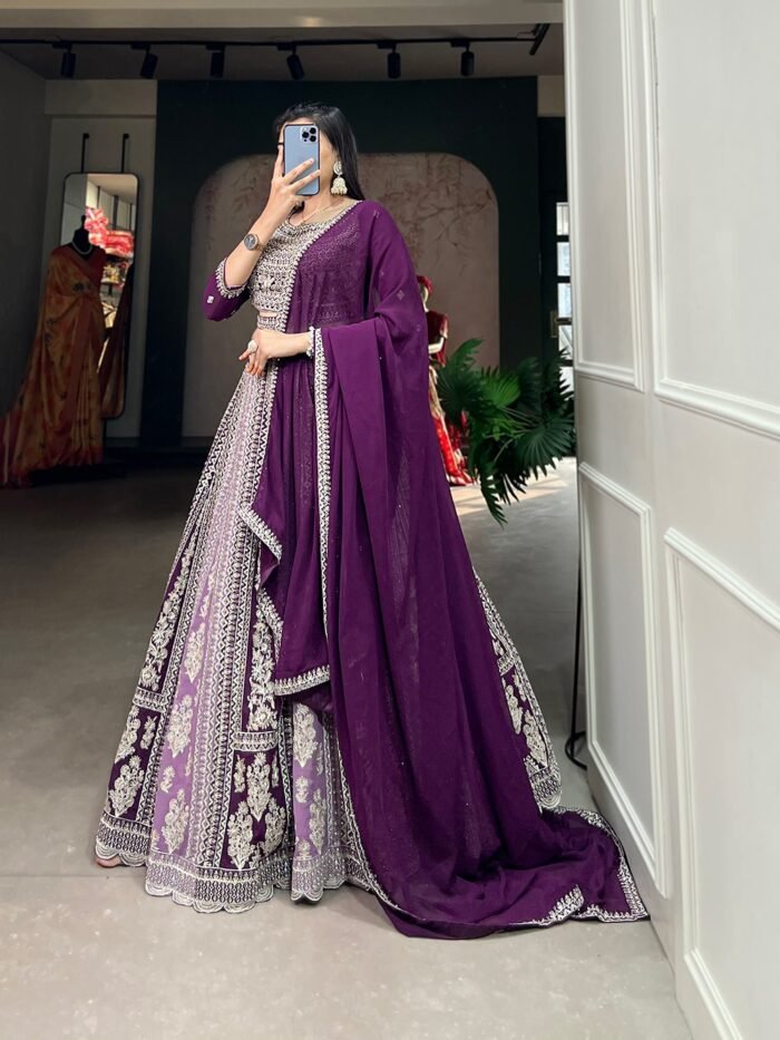 Heavy Quality Georgette Purple Lehenga