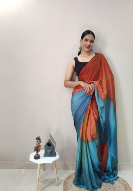 Moss Chiffon Stitched Saree