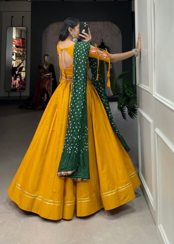Plain Gotta Patti Cotton Lehenga black color