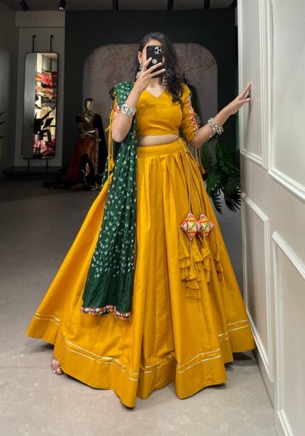 Plain Gotta Patti Cotton Lehenga Bella Signora