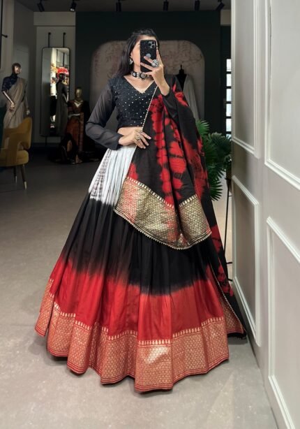 Pure Chanderi Shibori Print Lehenga