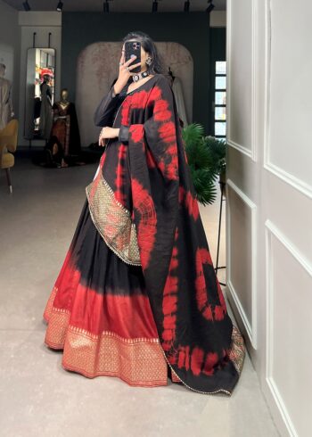 Pure Chanderi Shibori Print Lehenga