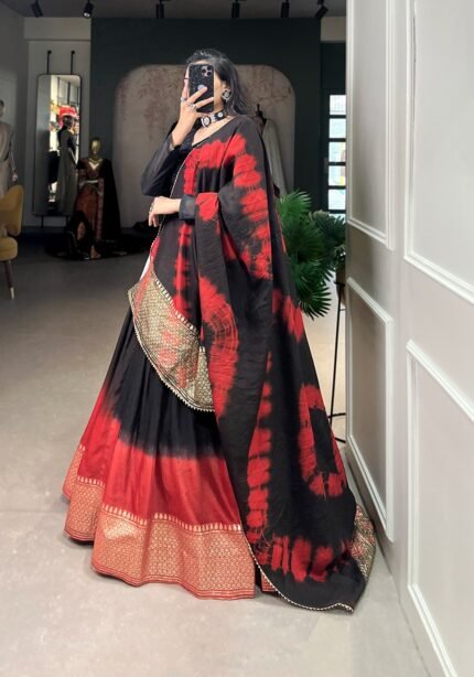 Pure Chanderi Shibori Print Lehenga