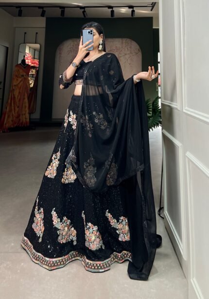 Sequins Black Lehenga Choli