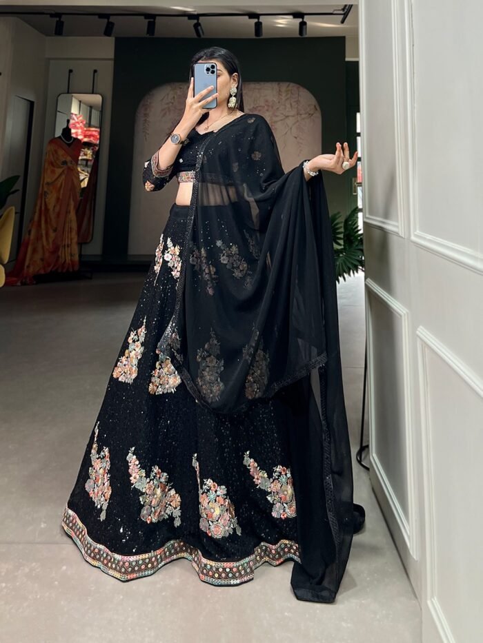 Sequins Black Lehenga Choli