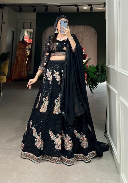 Sequins Black Lehenga Choli