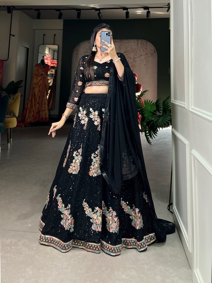 Sequins Black Lehenga Choli