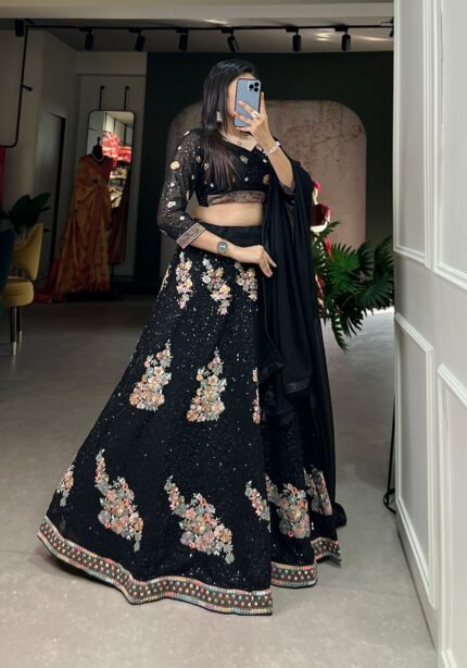 Sequins Black Lehenga Choli