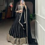 Sequins Embroidered Black Lehenga Choli