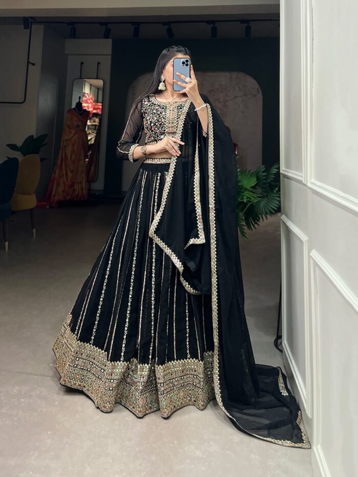 Sequins Embroidered Black Lehenga Choli