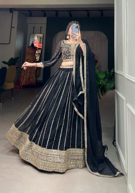 Sequins Embroidered Black Lehenga Choli