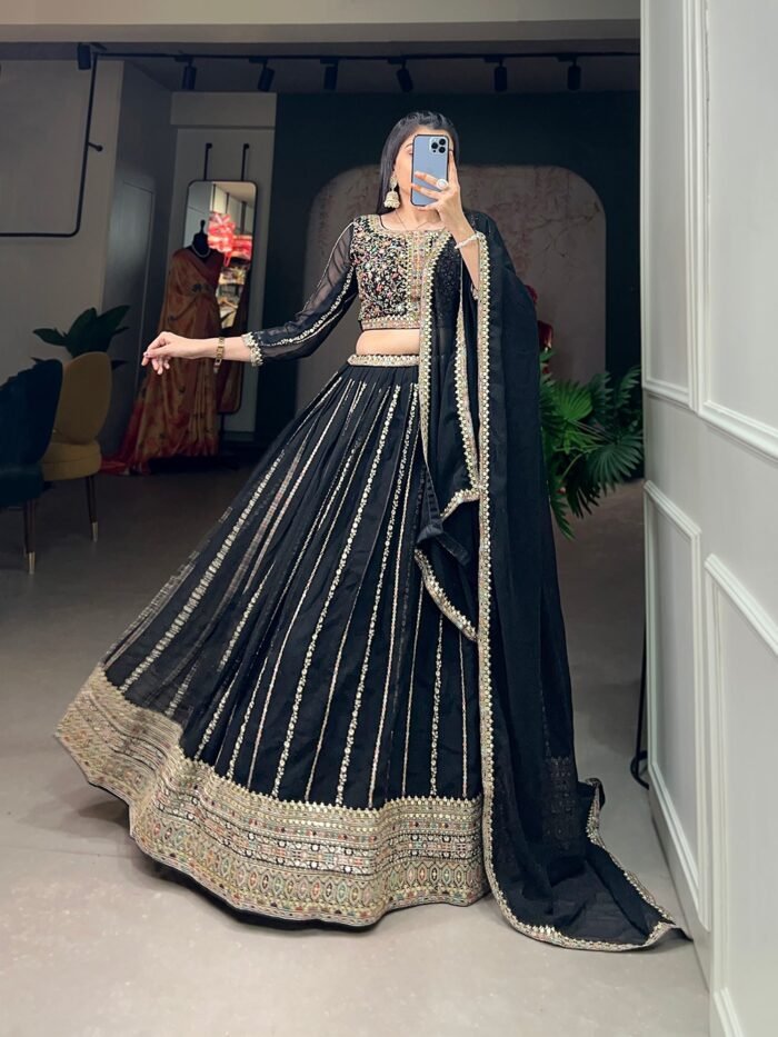 Sequins Embroidered Black Lehenga Choli