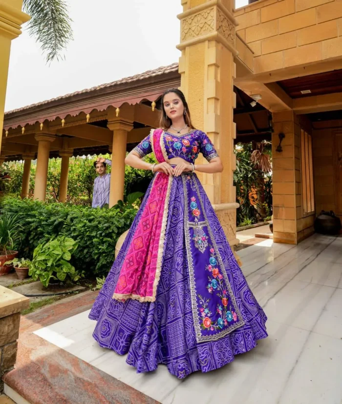 Iris Purple Color Lehenga Choli With Mens Kurta For Couple Combo Outfit